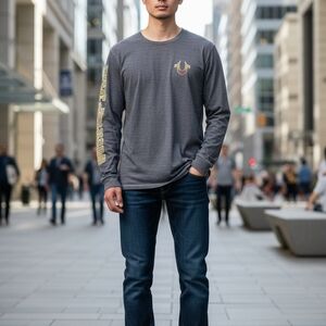 True Religion Charcoal Long Sleeve Tee